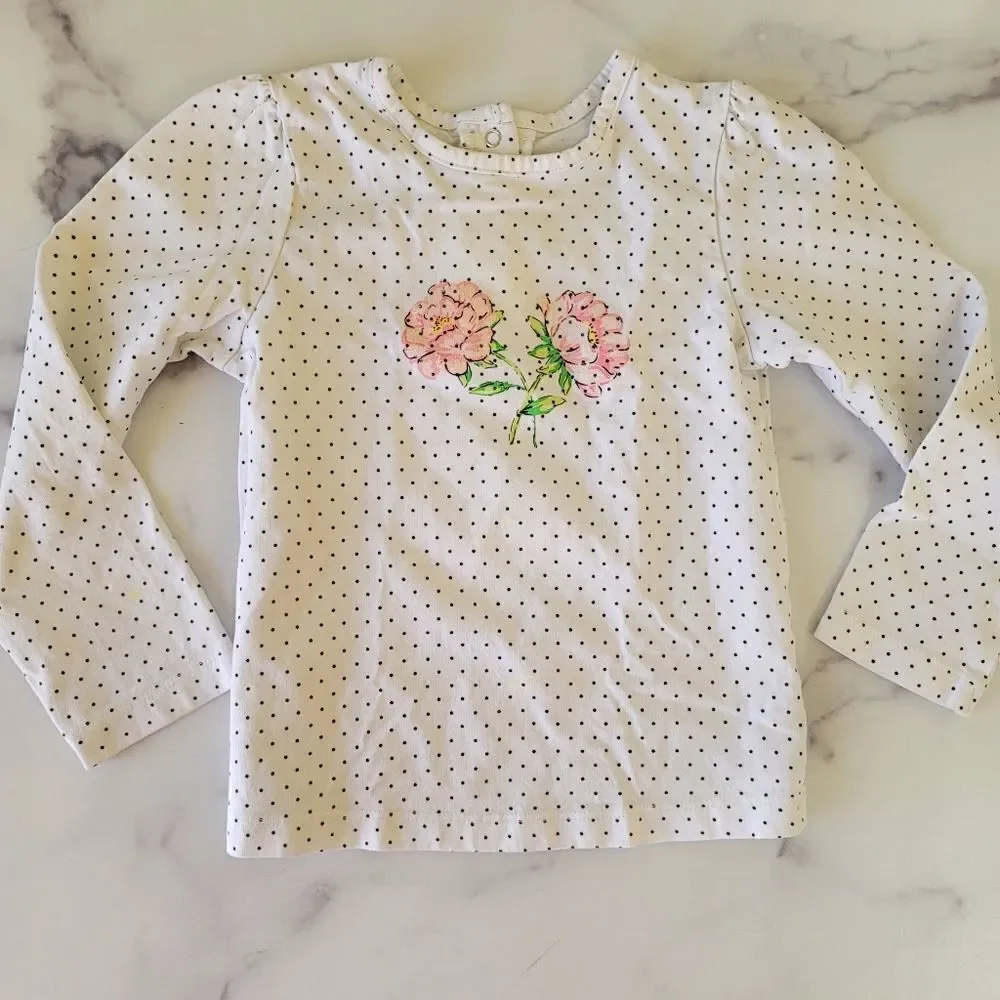 Girls 4t toddler bundle long sleeve casual shirt polka dot floral striped biker